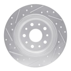Jeep Wrangler Brake Rotor (1) - Rear Right - R1 Concepts - Drilled & Slotted - Silver - `18-`25